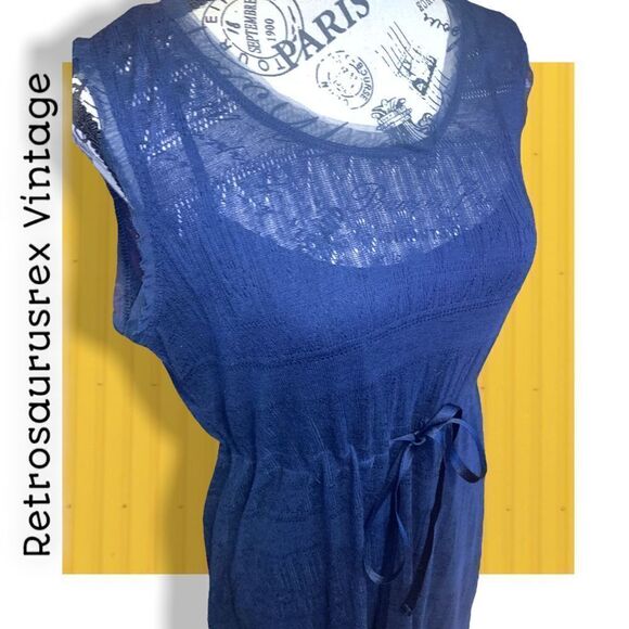 simply Vera Boho Knit Pointelle High Low Sleeveless Dress, Large - Picture 2 of 7